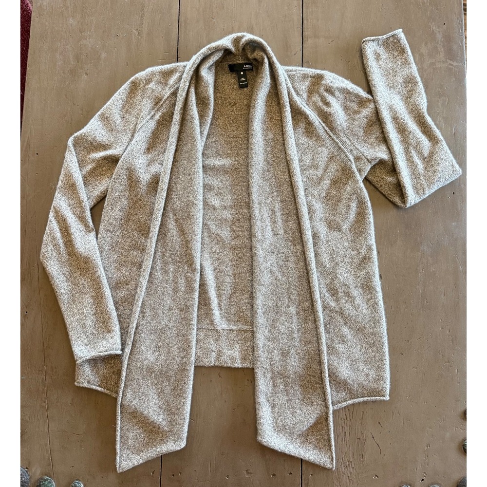 Aqua Women's Cashmere Open-Front Cozy Cardigan Sweater in‎ Light Gray - Picture 2 of 7